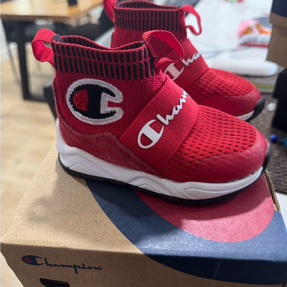 Champion Kids Red Slip-On High-Top Sneakers